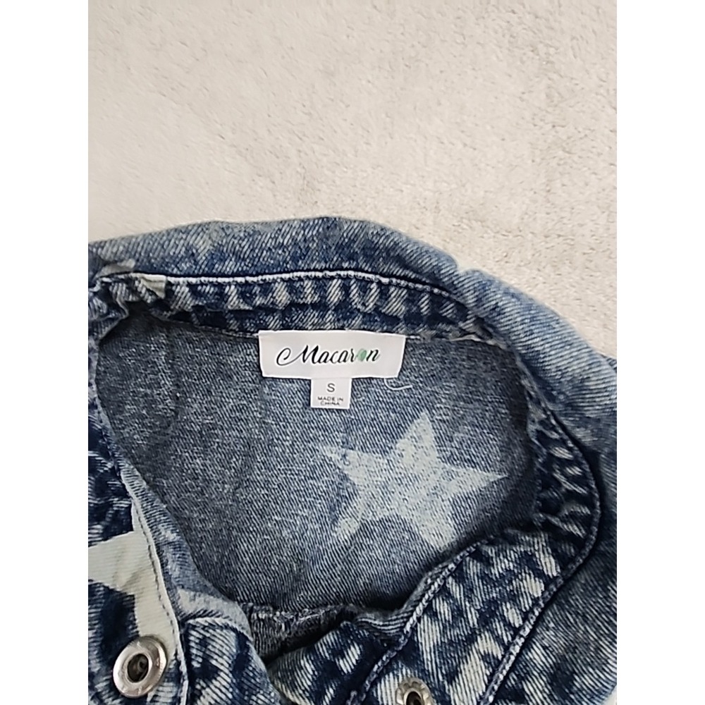 Macaron Ladies Denim Jacket With Stars Size Small - Picture 5 of 7